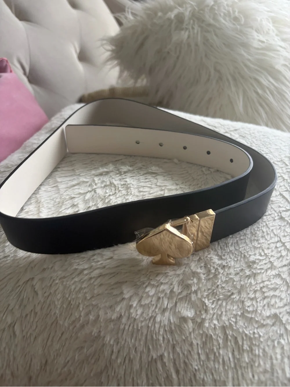 NWT kate spade Black Leather Belt with Gold Spade Buckle Accent♠️